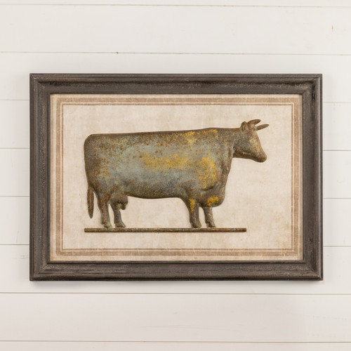40" FRAMED METAL COW
