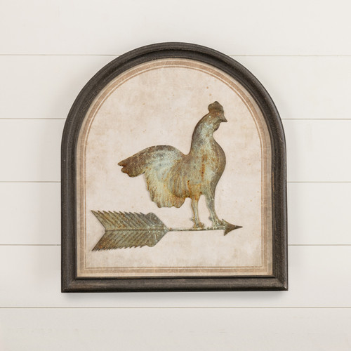 26" FRAMED METAL ROOSTER