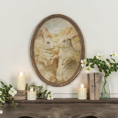 OVAL FRAMED BUNNY DUO PRINT