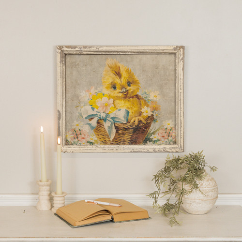 FRAMED CHICK IN BASKET PRINT