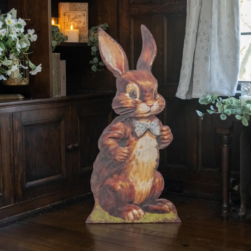 36" STANDING BROWN BUNNY W/ BOW TIE