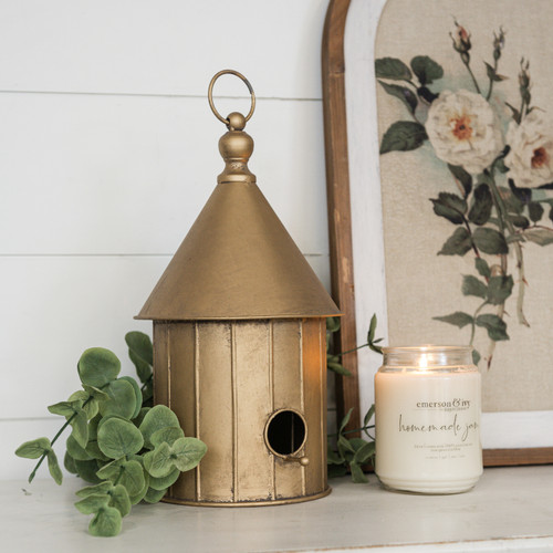 GOLD ROUND BIRDHOUSE
