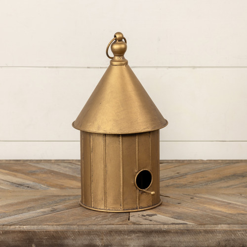 GOLD ROUND BIRDHOUSE
