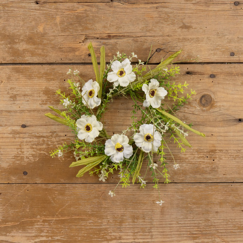 12" WHITE WILDFLOWER CANDLE RING