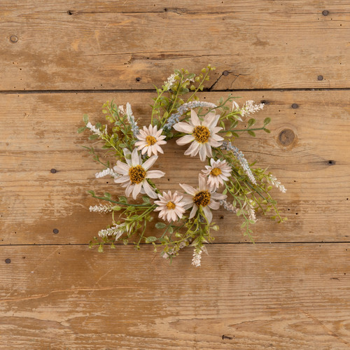 12" PALE PINK WILDFLOWER CANDLE RING