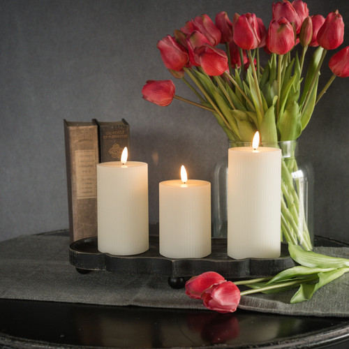 4" CREAM GROOVED 3D FLAME CANDLE