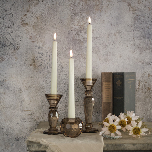 3" BRONZE GLASS TAPER CANDLE HOLDER