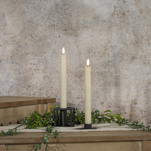 SET/ 2 - 9.5" 3D FLAME CREAM SHIMMER TAPER CANDLE