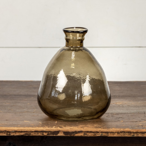 9.25" BROWN ARTISAN GLASS VASE