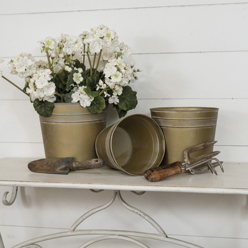 SET/ 3 GOLD BANDED BUCKETS
