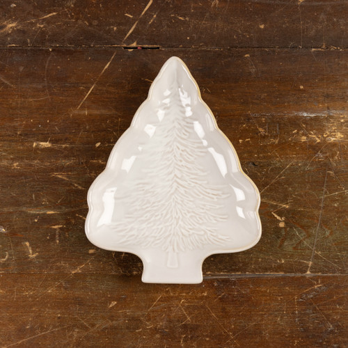 WHITE CERAMIC TREE SERVING PLATTER