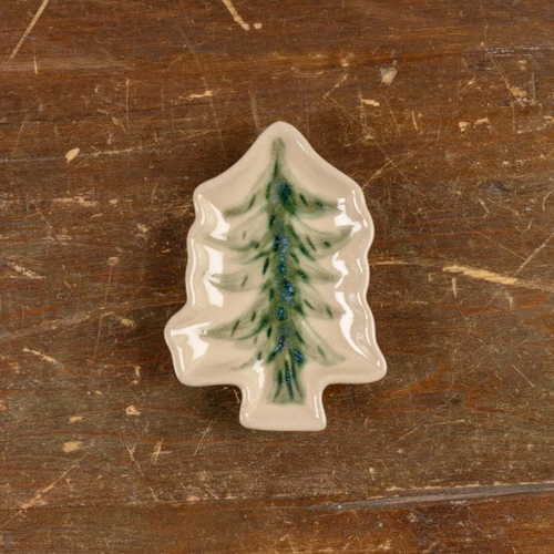 BEIGE & GREEN CERAMIC TREE MINI DISH