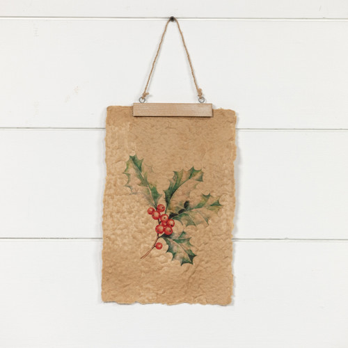HOLLY BRANCH HANGING PRINT