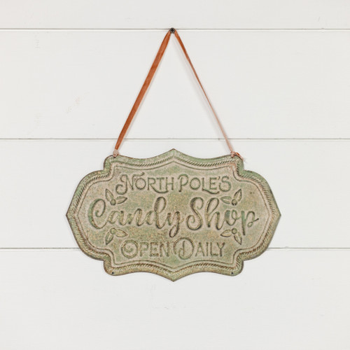 GREEN NORTH POLE'S CANDY SHOP SIGN