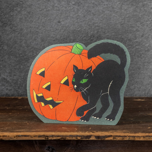 VINTAGE CAT & PUMPKIN SIGN
