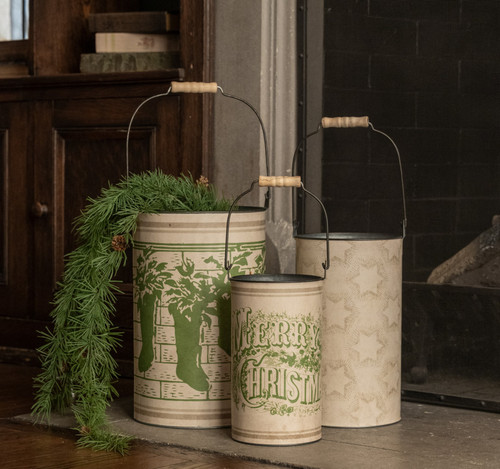 SET/ 3 COZY & BRIGHT METAL BUCKETS