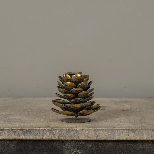 BRONZE PINECONE TAPER CANDLE HOLDER