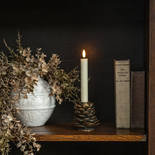 BRONZE PINECONE TAPER CANDLE HOLDER