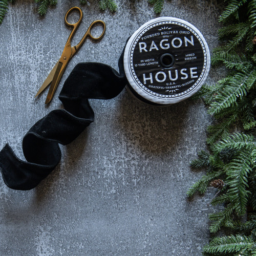 2.5" BLACK VELVET WIRED RIBBON