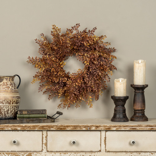 20" BROWN RUSCUS LEAF WREATH