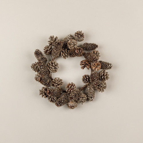 14" GOLD GLITTERED PINECONE CANDLE RING