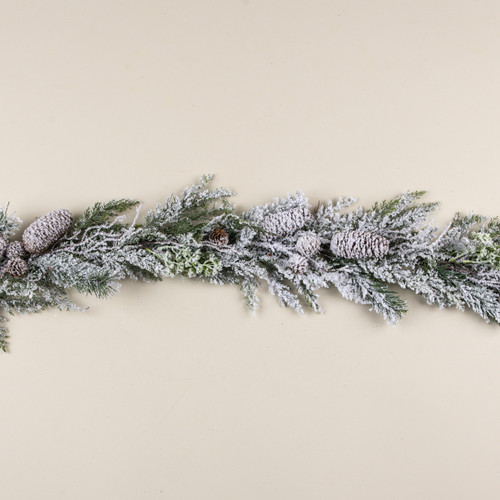 5' SNOWY CEDAR W/ MIXED PINECONES GARLAND