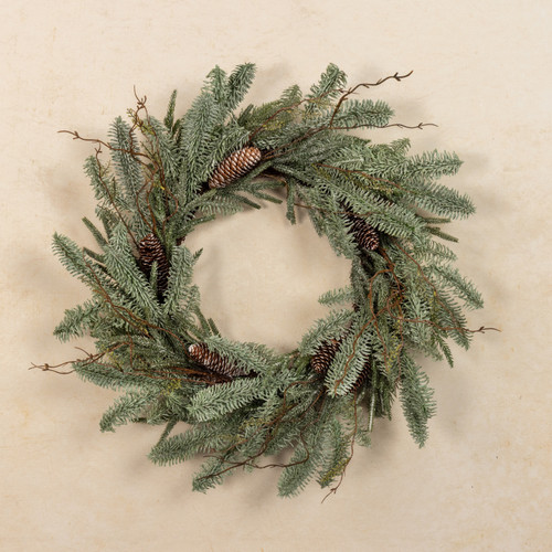 24" ICY HEMLOCK & PINE WREATH
