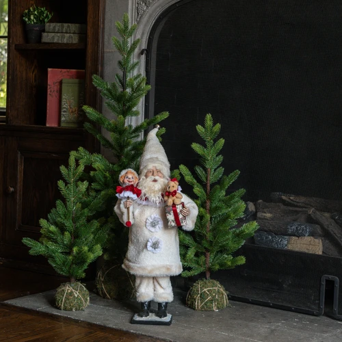 20" CREAM SANTA W/ DOLL
