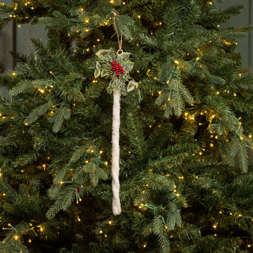 16" WHITE GLITTERED ICICLE ORNAMENT