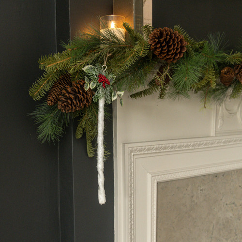 16" WHITE GLITTERED ICICLE ORNAMENT