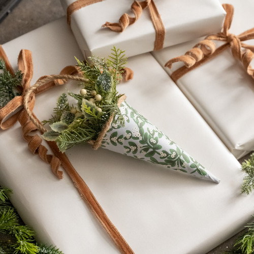 PINE & HOLLY CONE ORNAMENT