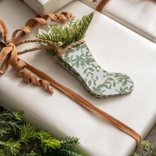 PINE & HOLLY STOCKING ORNAMENT