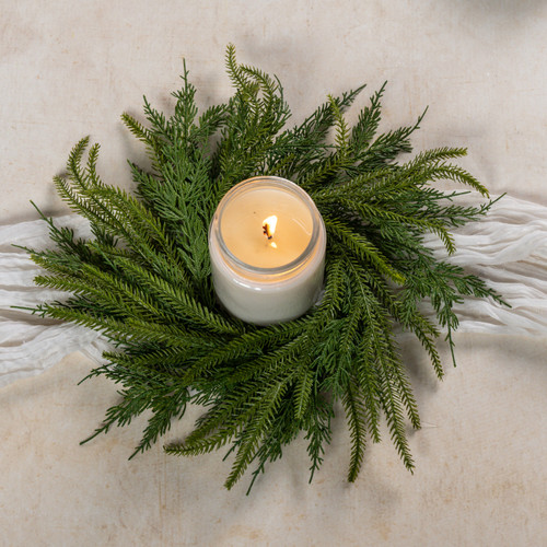 14" SOFT TOUCH REDWOOD & CEDAR CANDLE RING