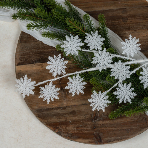 30" GLITTERED WHITE SNOWFLAKE SPRAY
