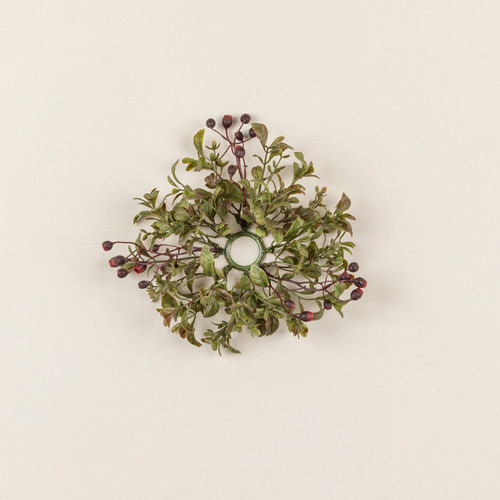 6.75" EVERGREEN W/ SPRIGS TAPER CANDLE RING