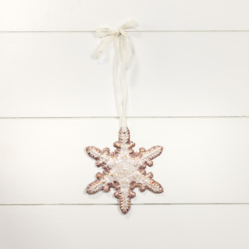 6" WHITE HOLLY SNOWFLAKE