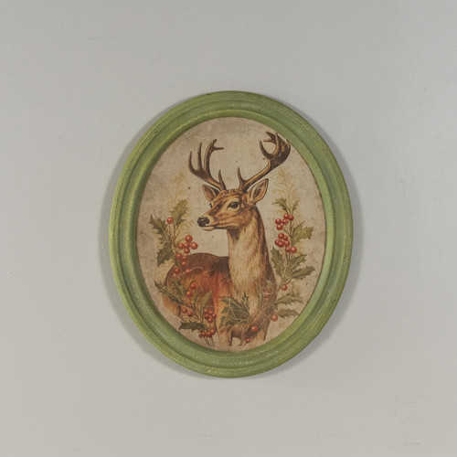 FRAMED HOLIDAY STAG OVAL PRINT