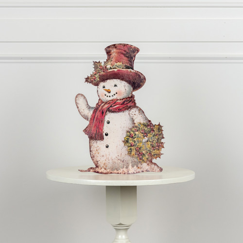 18" SNOWMAN W/ HOLLY  METAL DUMMY BOARD