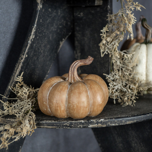 4.75" TAN RESIN PUMPKIN