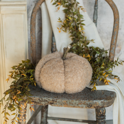 6.5" TAN  FABRIC PUMPKIN