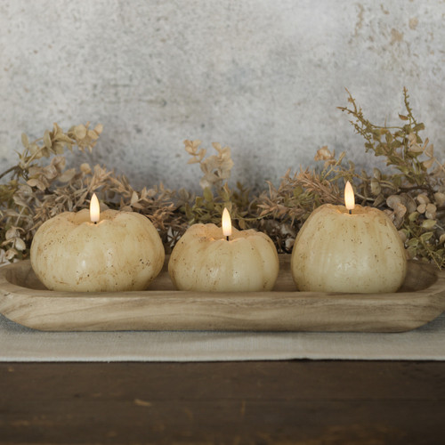 3" CREAM 3D FLAME SHORT PUMPKIN CANDLE