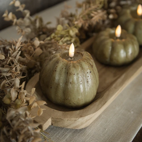 4" GREEN 3D FLAME TALL PUMPKIN CANDLE
