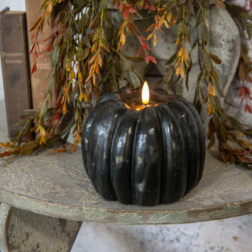 5" BLACK 3D FLAME PUMPKIN CANDLE