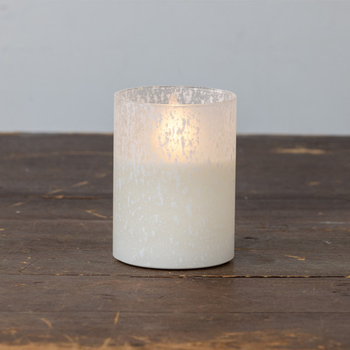 4" SNOWY GLASS 3D FLAME CANDLE
