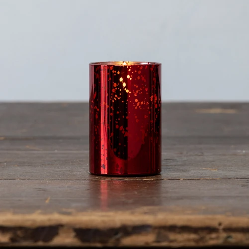 3" RED MERCURY GLASS 3D FLAME CANDLE