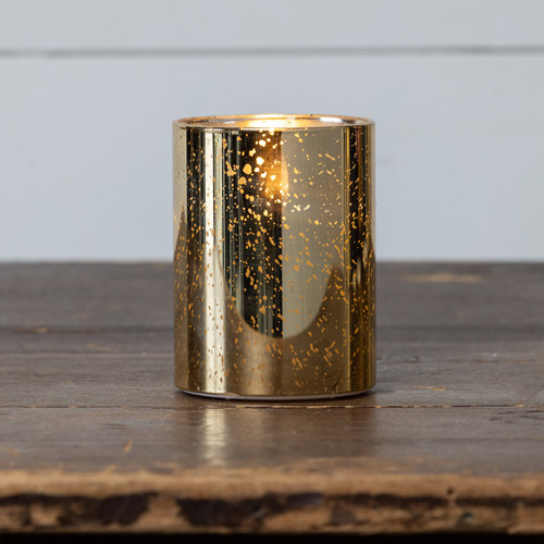 4" GOLD MERCURY GLASS 3D FLAME CANDLE