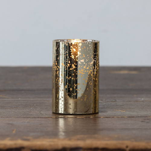3" GOLD MERCURY GLASS 3D FLAME CANDLE