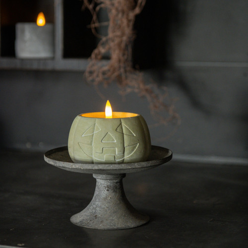3" GREEN JACK-O-LANTERN 3D FLAME CANDLE