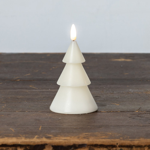 5" CREAM 3D FLAME SMOOTH TREE CANDLE