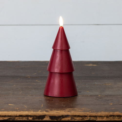 7.75" RED 3D FLAME SMOOTH TREE CANDLE